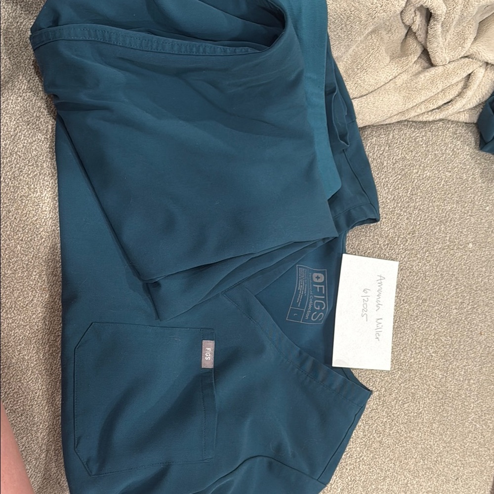 Figs Deep Teal Scrub Set- Catarina top and Livingston pants